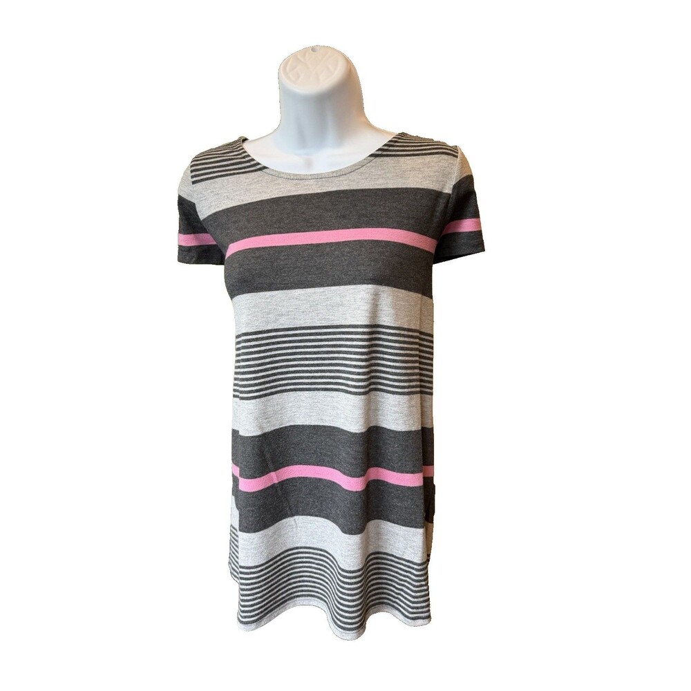 Puella Swing Top Anthropologie Size Small Knit Striped Tunic Gray Pink Stretch